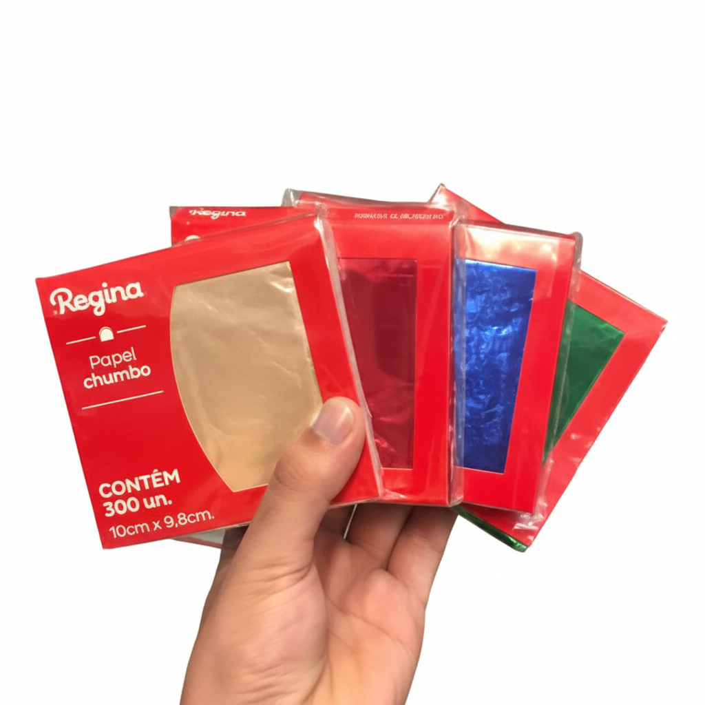 FOLHAS PAPEL CHUMBO 10X9,8CM  REGINA/CROMUS  C/300 FOLHAS