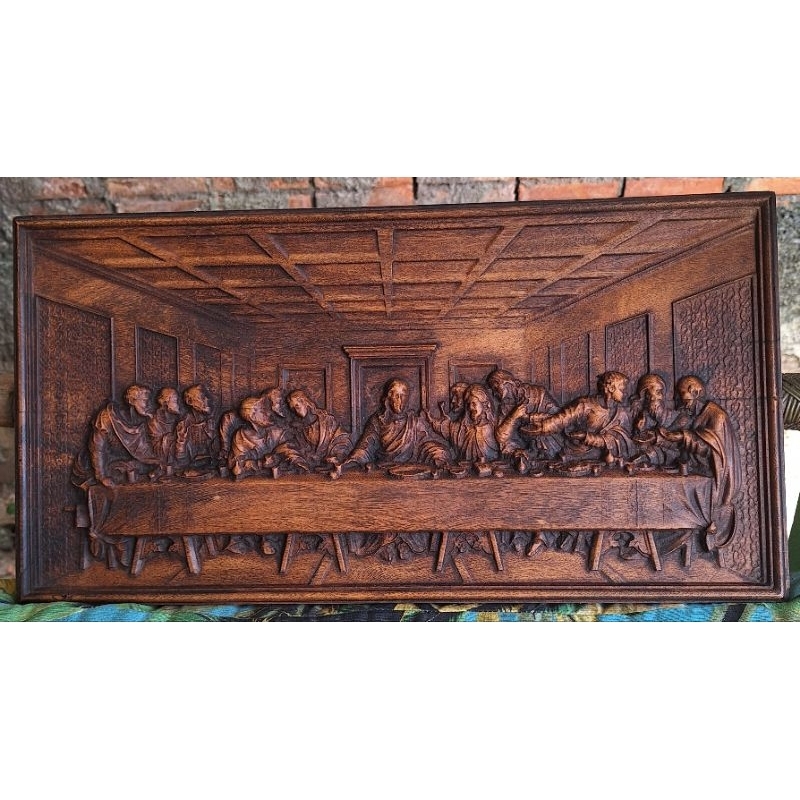 Quadro Santa Ceia Madeira De reaproveitamento Última Ceia Arte Sacra Artesanato Religioso Jesus Cristo e APÓSTOLOS 3D