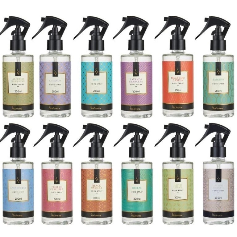 Home Spray Via Aroma Aromatizador de Ambientes 200ML Cheirinho Para Casa Carro Tecidos Decoração