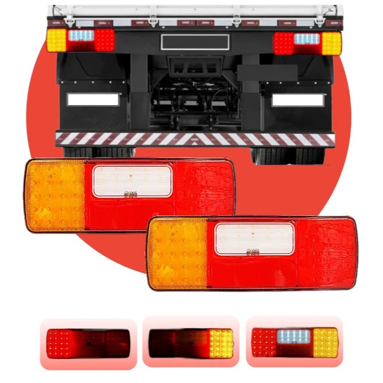 Par Lanterna Traseira Led Caminhão Carretinha Carreta Automóvel Baú 12v 24v Bivolt Universal Com Refletor