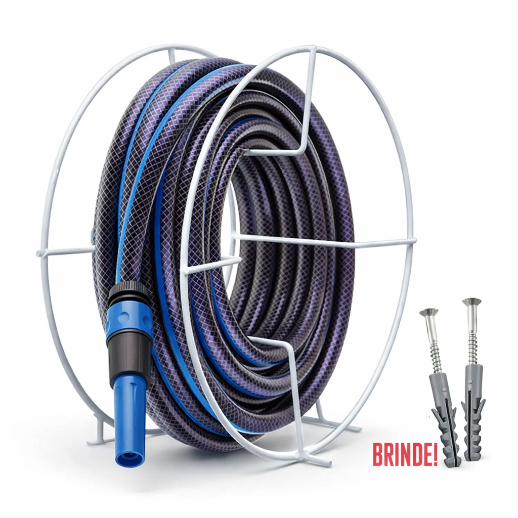 Suporte Para Enrolar Mangueira Jardim 50 Metros Giratório Reforçado Premium