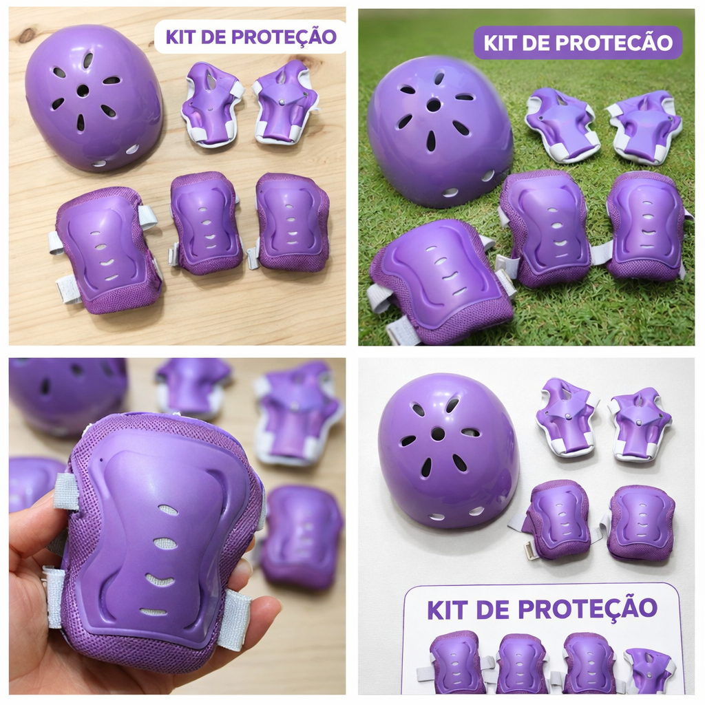 Capacete De Patins Criança serviu Ate 8 Anos Kit De Proteção Infantil Para Patinete e Skate Promoção diversao