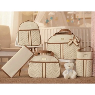 Kit de Bolsas Mala Maternidade 5 peças Menino ou Menina Varias Cores em Oferta na Shopee