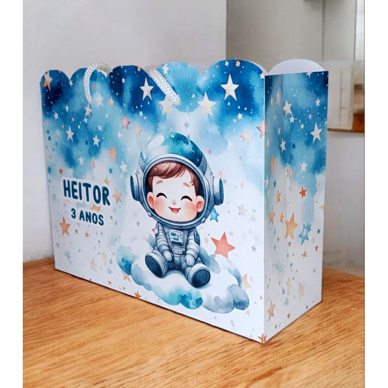 Sacola personalizada astronauta pegue e monte aniversário infantil festa lembrancinha sacola nuvem.