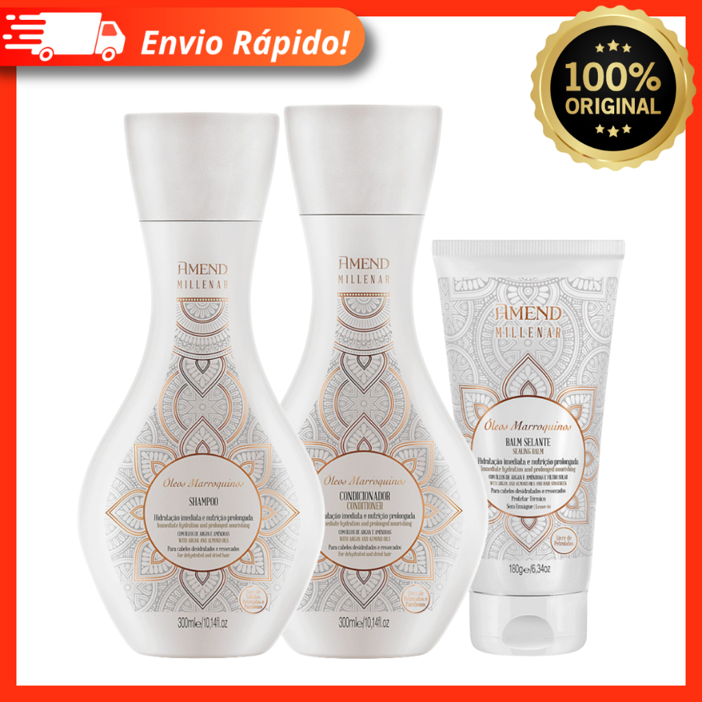 Kit Shampoo + Condicionador + Balm Selante - Amend Millenar Óleos Marroquinos