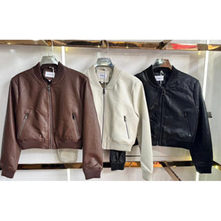 Jaqueta de Coro Pu feminina com Elástico na cintura e gula Moda 2026 em Oferta na Shopee