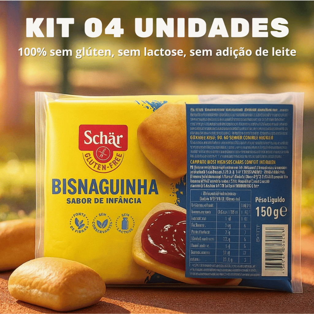 Kit 04 Unidades Pão Bisnaguinha sem Glúten sem Lactose Schär 150g
