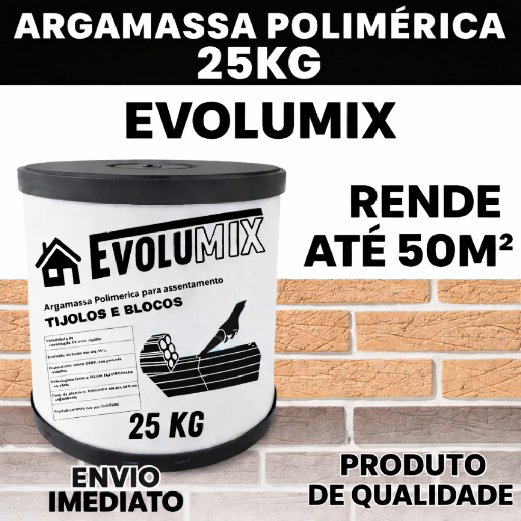 Argamassa Polimérica Evolumix 25kg Solução Moderna para Assentamento Fixação Forte Impermeável