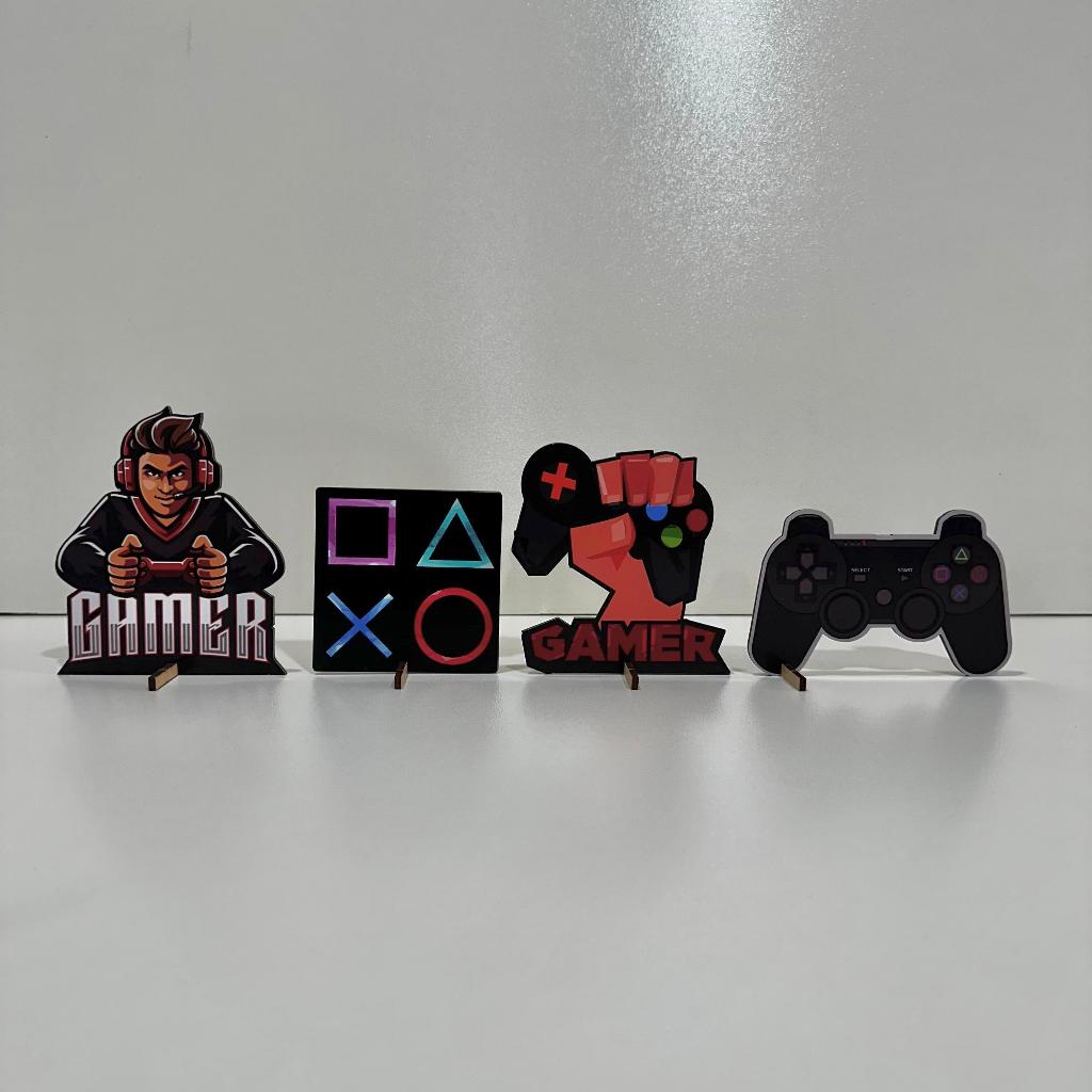 Kit 4 Displays de Mesa Gamer - Video Game, Gamer, Totem, Decoração de mesa