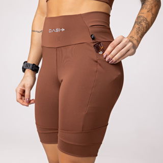 Bermuda Fitness Feminina Cintura Alta com 6 Bolsos (Celular/Gel/Garrafa) UV50+ Corrida Bike Treino em Oferta na Shopee