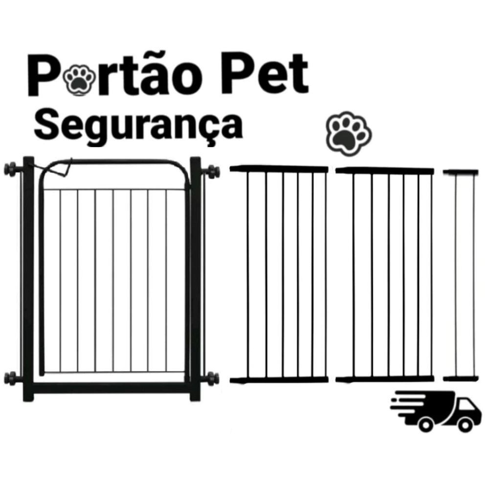 Portão Pet Grade Para Cachorro 68cm Até 153cm Cercado de Proteção