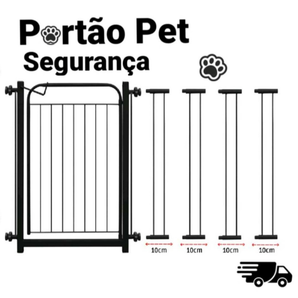 Portão Pet Grade Para Cachorro  68CM A 113CM  + Extensores Proteção Cercado Para Cachorro