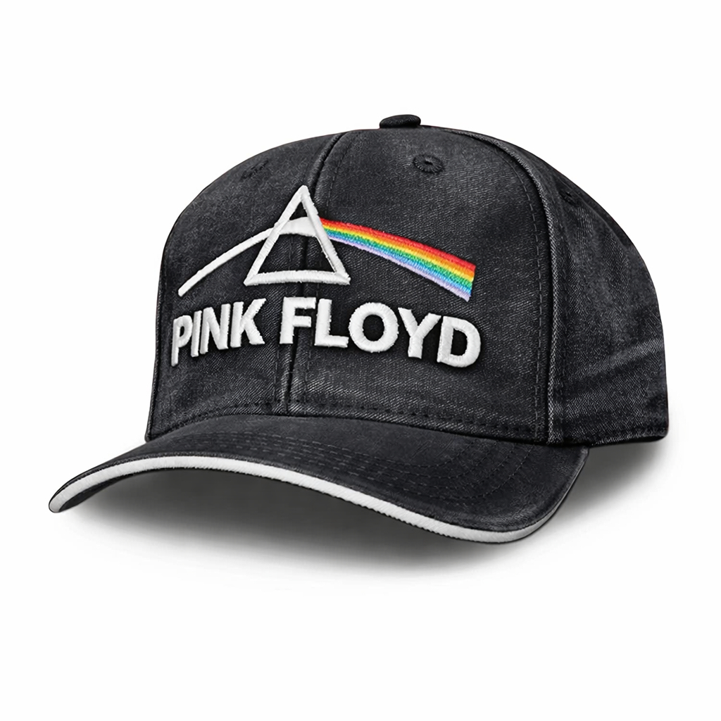Boné Pink Floyd Prisma Bordado Estonado | Aba Curva | Rock Clássico Vintage Unissex