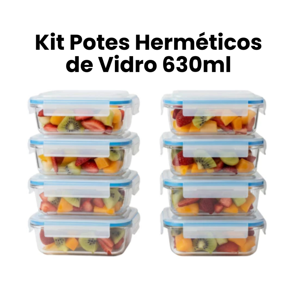 Kit Potes Herméticos Marmita de Vidro 630ml 6 a 10 Unidades com Vedação Antivazamento em Oferta na Shopee