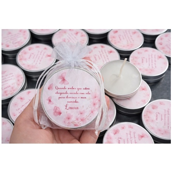 Lembrancinha Vela na Latinha personalizada Maternidade, Chá de Bebê 35 unidades em Oferta na Shopee