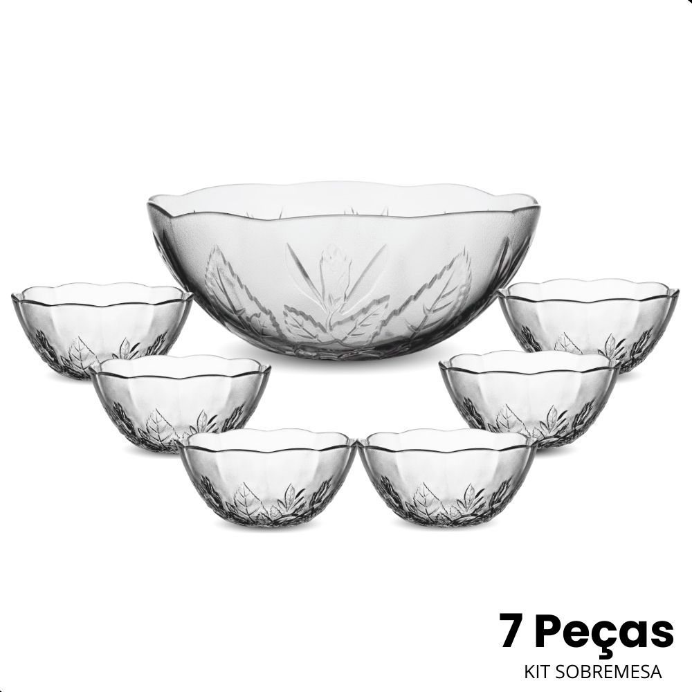 Jogo 7 Tigelas de Sobremesa em Vidro, Design Elegante e Sofisticado Ideal para Doces, Saladas e Frutas em Oferta na Shopee