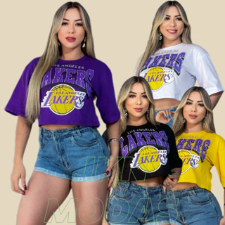 Cropped oversized LK feminino de algodão , moda gringa, camiseta colegial americana, cropped gringa em Oferta na Shopee