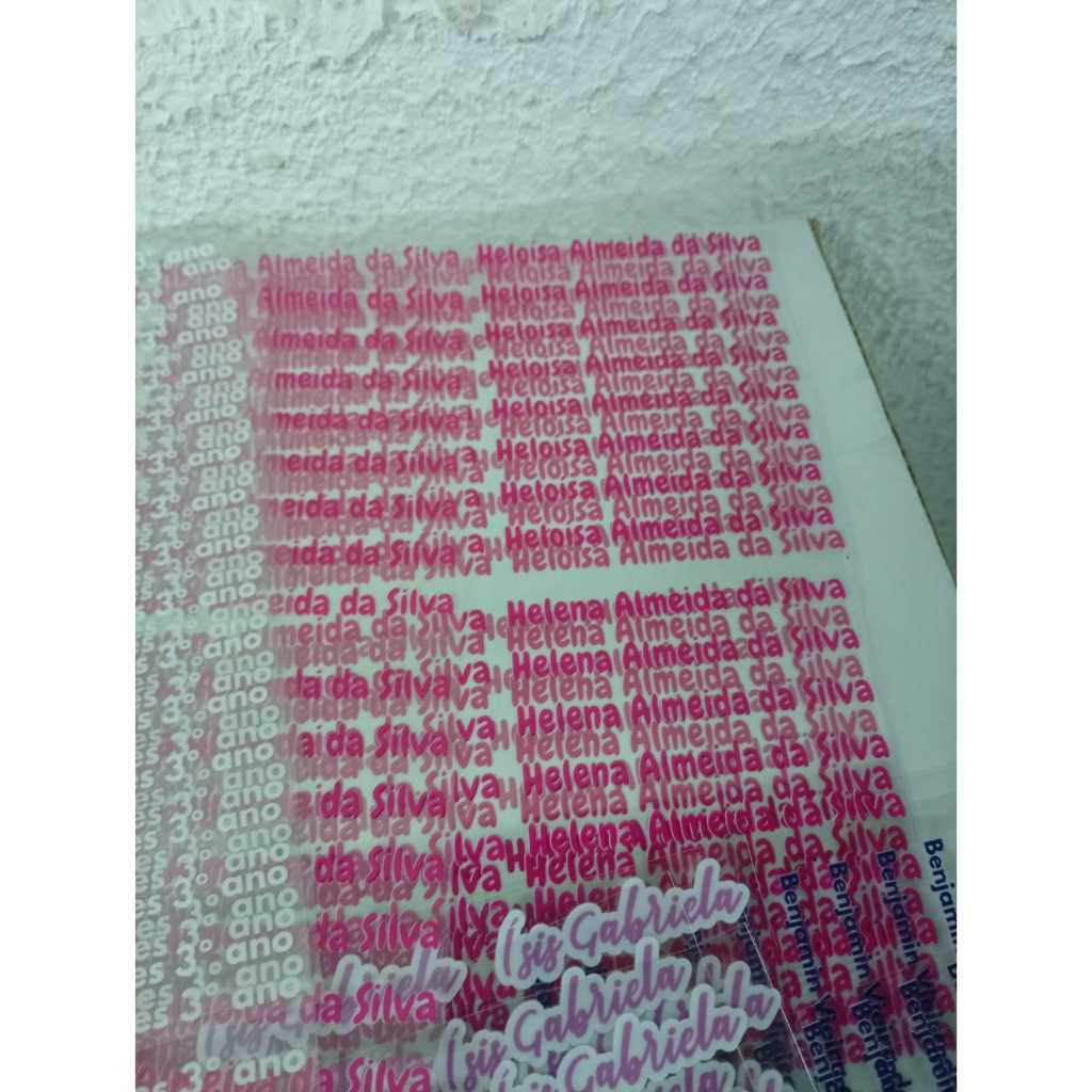 50 Adesivos DTF UV 5 cm de largura - Nome personalizado para Lápis e Canetas escolares