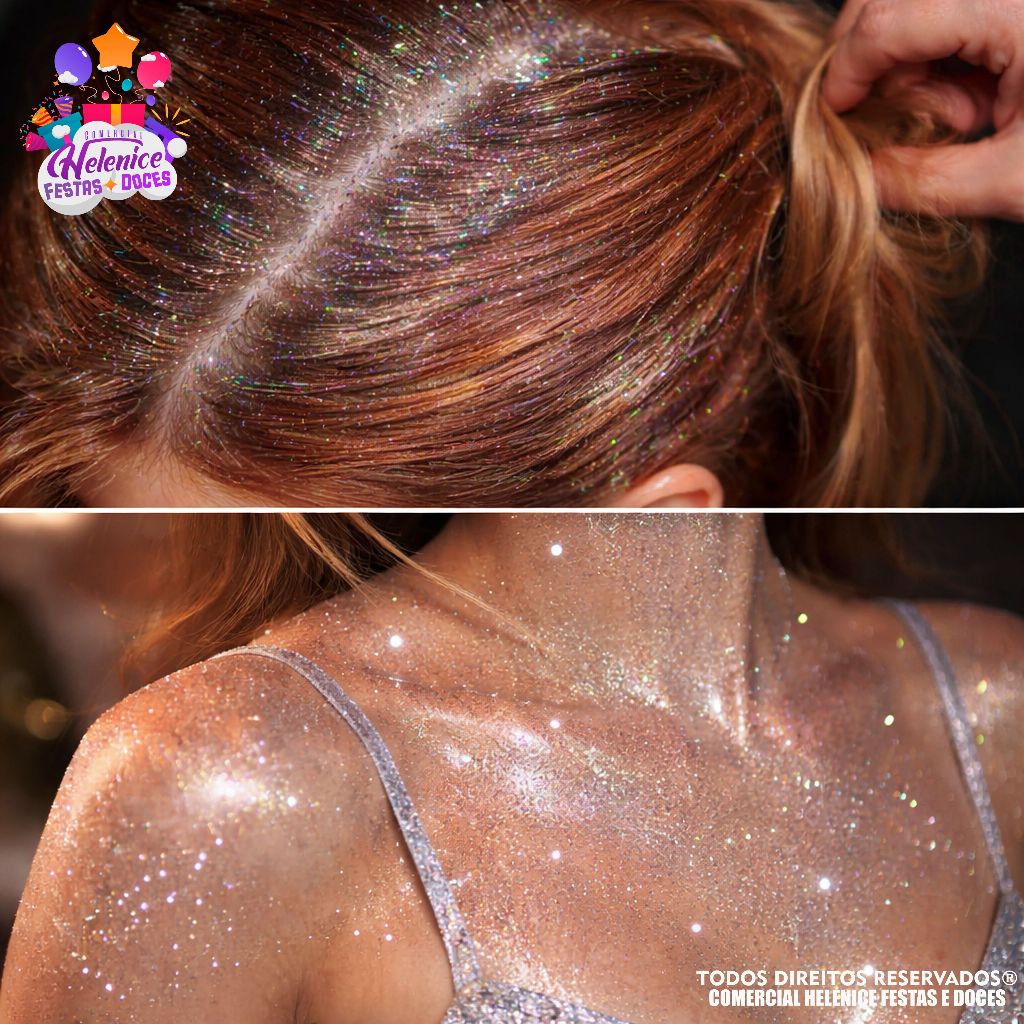 Spray Glitter Removível Para Cabelo e Corpo Prata e Dourado Festa Carnaval Popper — imagem 2 de 2