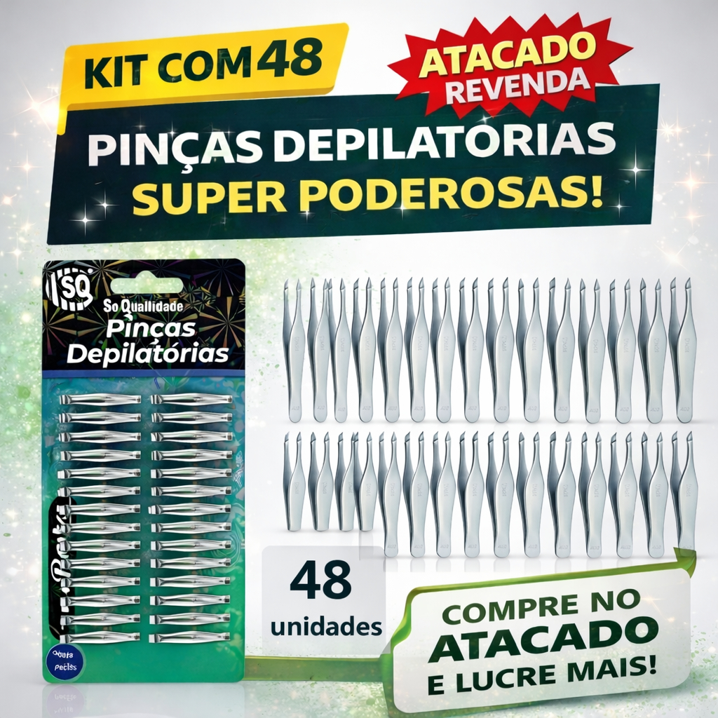 Atacado Com 48 Pinças Depilatórias Para Sobrancelha Pinça Rosto Buço Depilação Aço Inox Profissional