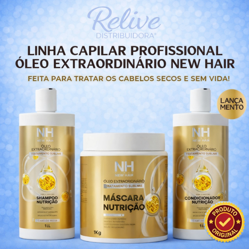 Kit Capilar 1LT Óleo Extraordinário NEW HAIR BELKIT Profissional Salão Shampoo Condicionador Mascara em Oferta na Shopee