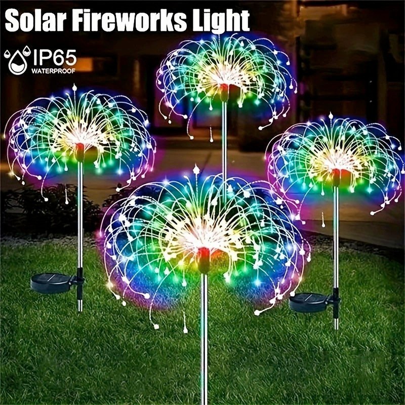 Luzes de Fogos de Artifício LED Solares Luzes de Fada Ajustáveis 60/90/120/150LED Luzes de Jardim à Prova d'Água ZJB8