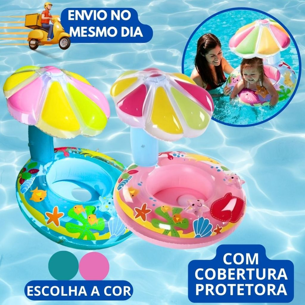 Boias Bote Inflável Coqueiro Proteção Solar Com Assento Diversão com Segurança