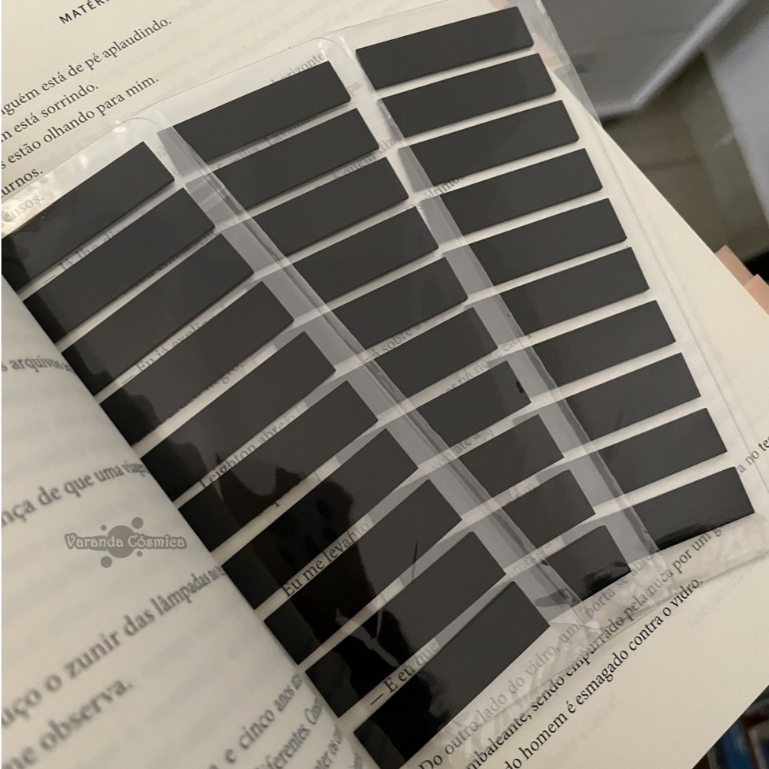 Notas adesivas PRETAS flags para livros / marcador de páginas / notas transparentes