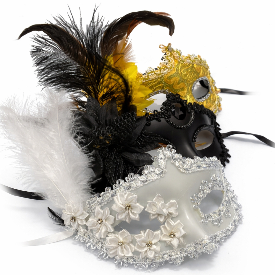 Máscara de Carnaval Luxo Com Pena Ideal Para Festa Baile de Máscaras