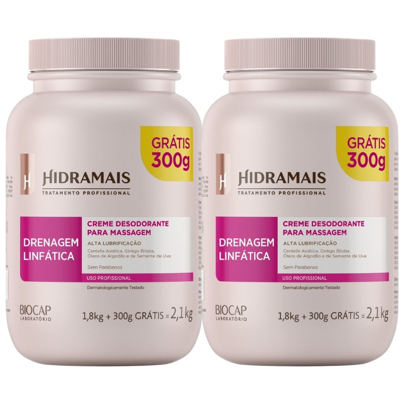 Creme Para Massagem Drenagem Linfática 2,1kg Hidramais 2 Unidades em Oferta na Shopee
