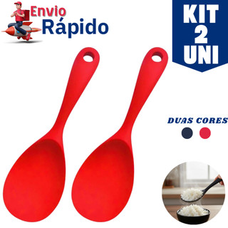 Jogo 2 Colher de Servir Silicone Arroz Utensílio Antiaderente Multiuso Preparar Não Risca…