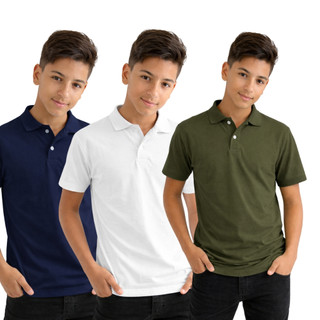 Camisa Básica Polo Infantil Juvenil Algodao