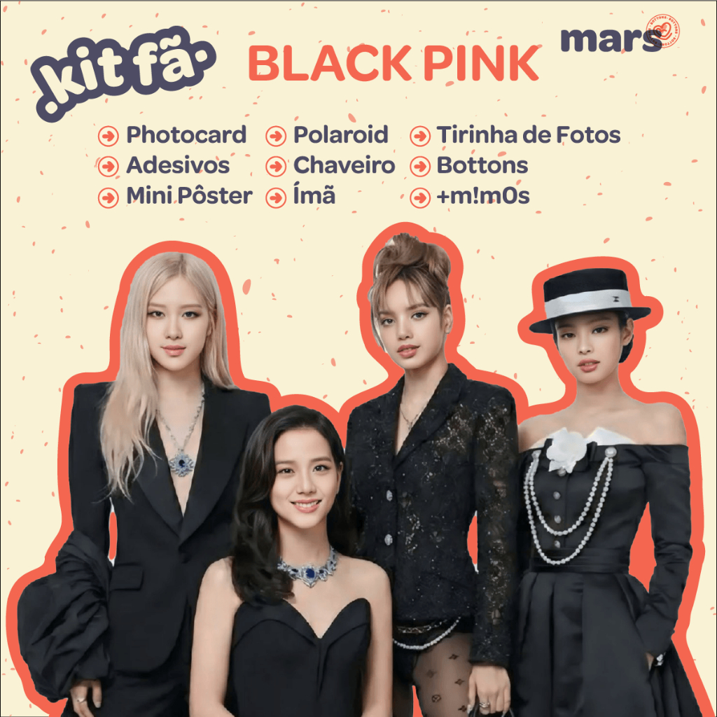 Kit Fã BLACKPINK - Photocard - Adesivos - Bottons - Chaveiro - Fotos (KPOP)