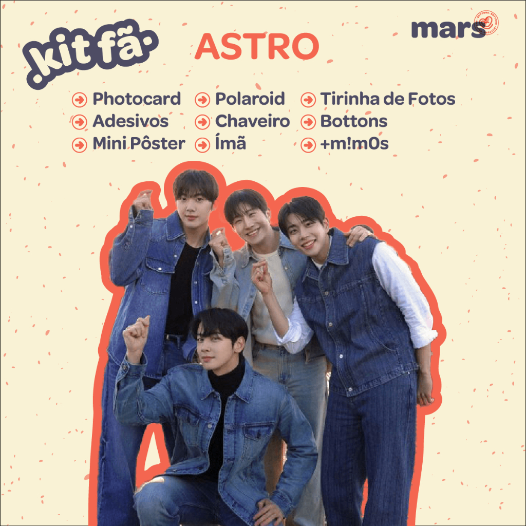 Kit Fã ASTRO - Photocard - Adesivos - Bottons - Chaveiro - Fotos (KPOP)