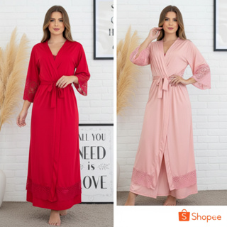 Robe Longo Feminino Roupão Noiva Renda Luxo Hobe Lingerie em renda em Oferta na Shopee