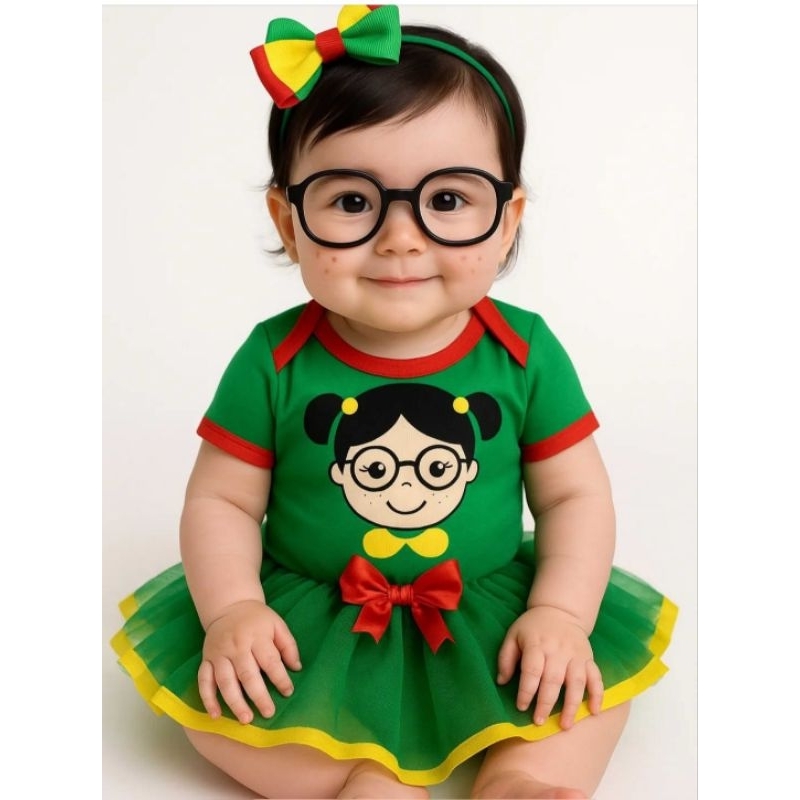 Kit Body Chiquinha Óculos Tule E Laço Personagem/fantasia De Mesversário em Oferta na Shopee