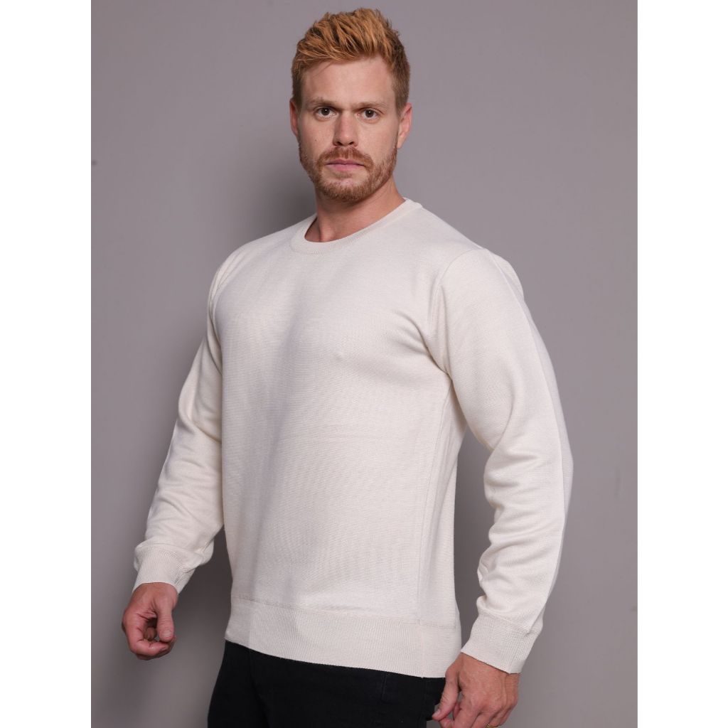 Sueter Masculino Gola U Tricot Manga Longa Multi Cores