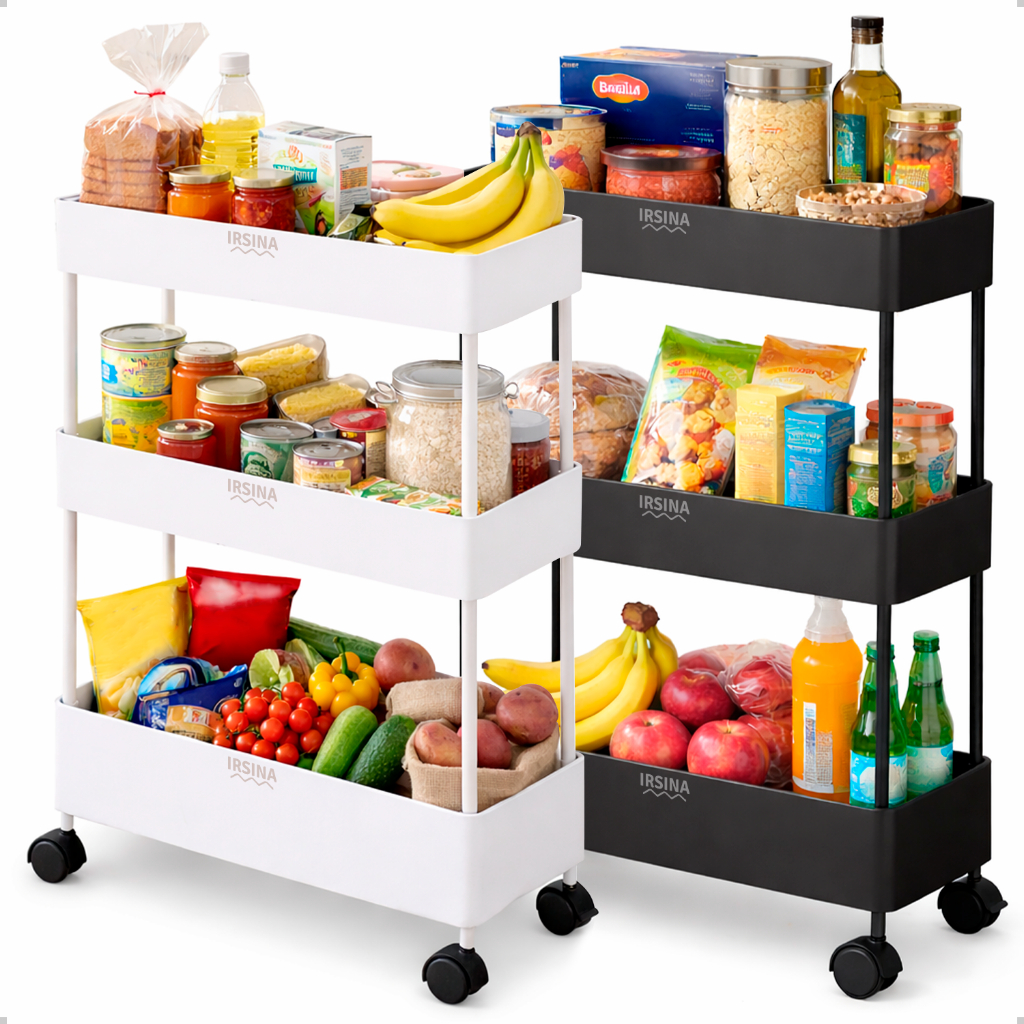 Carrinho Organizador 3 Andares Estreito Multiuso Resistente com Rodinhas