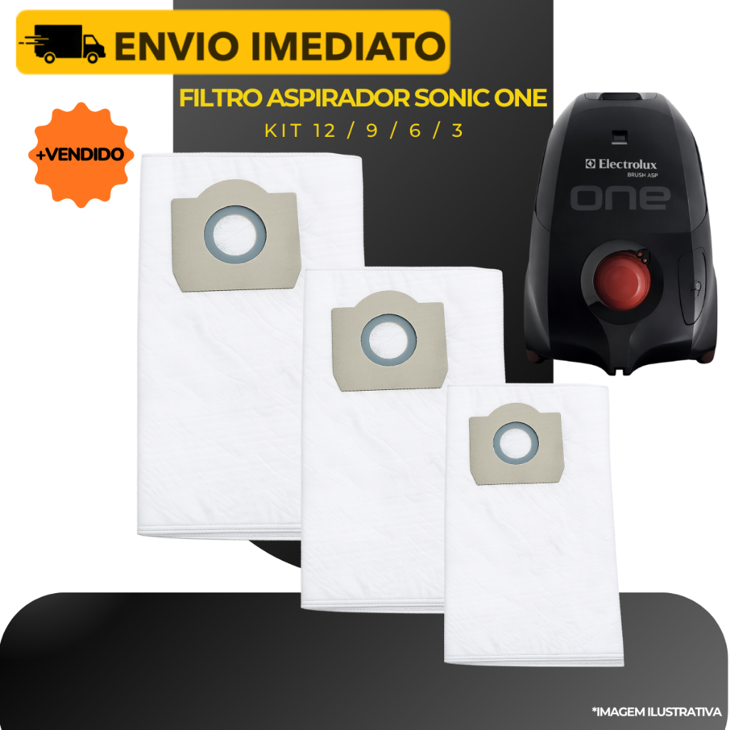 Kit 12/9/6/3 Filtro Para Aspirador Pó Electrolux Compatível - Sonic One Trio Go Ingênio Max-Trio Twenty