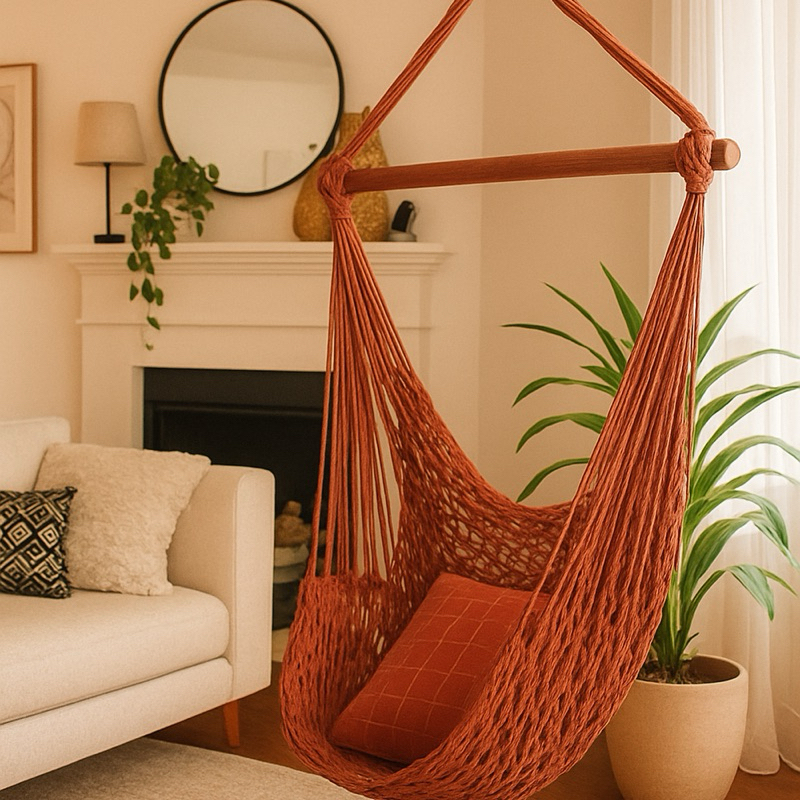 Rede Cadeira Balanço Descanso Teto Suspensa Trançada Reforçada - Varias Cores