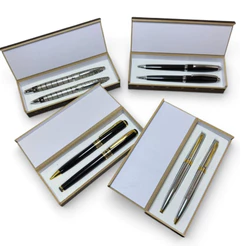 Conjunto De Canetas Esferográfica E Rollerball Em Metal No Estojo