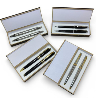 Conjunto De Canetas Esferográfica E Rollerball Em Metal No Estojo