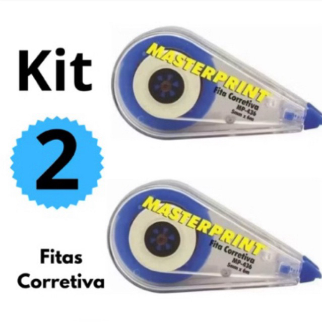 Kit 2 Fitas Corretiva 5mm x 6 metros Secagem imediata qualidade Masterprint