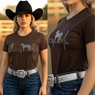 Blusa T-shirt Country de Luxo Batimentos Brilhos Linha Premium Rodeio Vaquejada Festa West em Oferta na Shopee