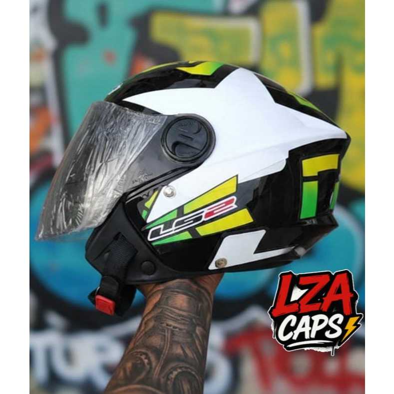 Capacete Aberto New Liberty Three Personalizado Adesivado LS2 Starwar - VISEIRA FUME - Estrela Verde Limão