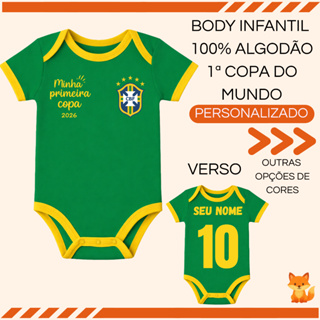 BODY PERSONALIZADO PRIMEIRA COPA DO MUNDO 100% ALGODÃO COM ESTAMPA EM DTF BODY BEBÊ COLORIDO em Oferta na Shopee