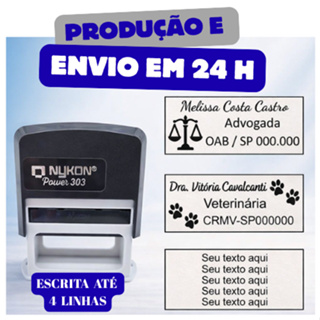 Carimbo Grande PROFISSÕES Nykon 303 Personalizado/LOGO 4 Linhas – Envio Rápido DE 12H à 24H em Oferta na Shopee