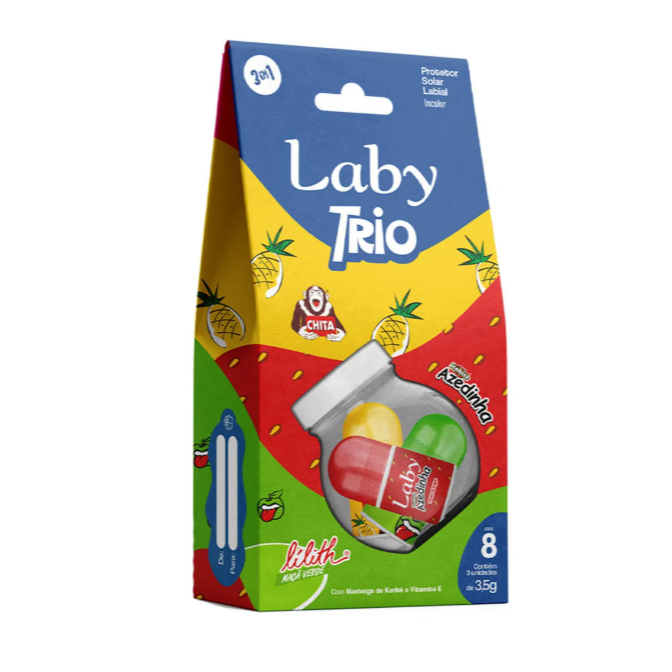 Protetor Labial Laby Trio Azedinha Lilith Chita Kit com 3 Unidades