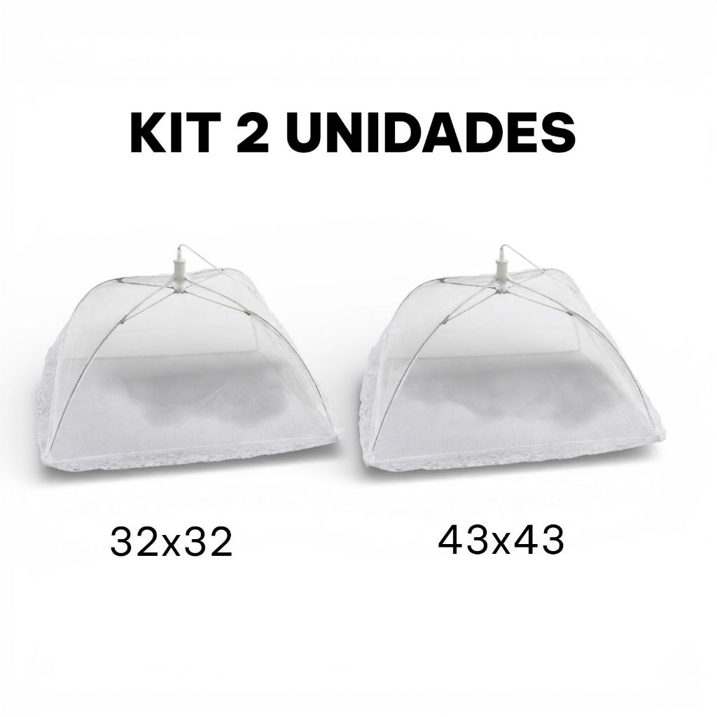 KIT 2 Tela Mosquiteira Anti Insetos Protetora de Alimentos para Bolo e Frutas 32X32cm + 43X43cm em Oferta na Shopee