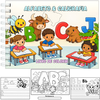 Livro de Alfabetização Infantil Coordenação Motora Alfabeto Pontilhados Capa Dura A5 50 Páginas Apoio Escolar em Oferta na Shopee